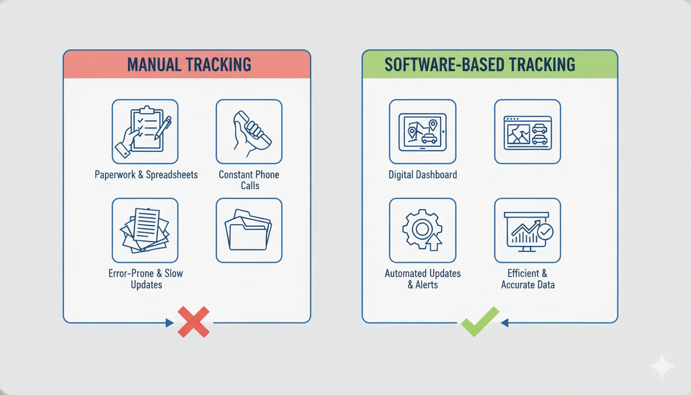 Comparison between manual fleet tracking and automated software system for car rentals